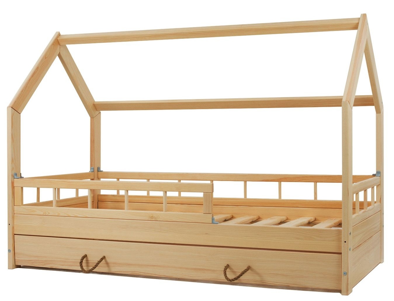 Massief houten kinderbed - Scandinavische stijl - huisbed - 160x80cm - met barrierres - hout