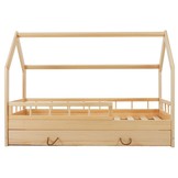 Massief houten kinderbed - Scandinavische stijl - huisbed - 160x80cm - met barrierres - hout