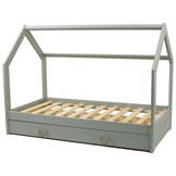 Massief houten kinderbed - Scandinavische stijl - huisbed - 160x80cm - grijs