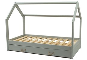 Massief houten kinderbed - Scandinavische stijl - huisbed - 160x80cm - grijs