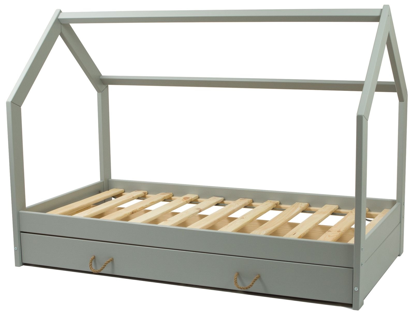 Massief houten kinderbed - Scandinavische stijl - huisbed - 160x80cm - grijs