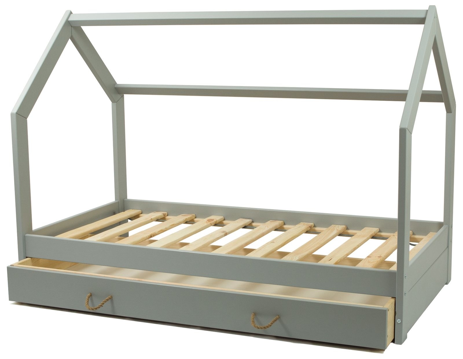 Massief houten kinderbed - Scandinavische stijl - huisbed - 160x80cm - grijs