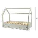 Massief houten kinderbed - Scandinavische stijl - huisbed - 160x80cm - grijs