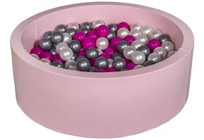 Ballenbak - 200 ballen - roze - rond - 90x30 cm ballenbad - parelmoeren, roze, zilveren ballen