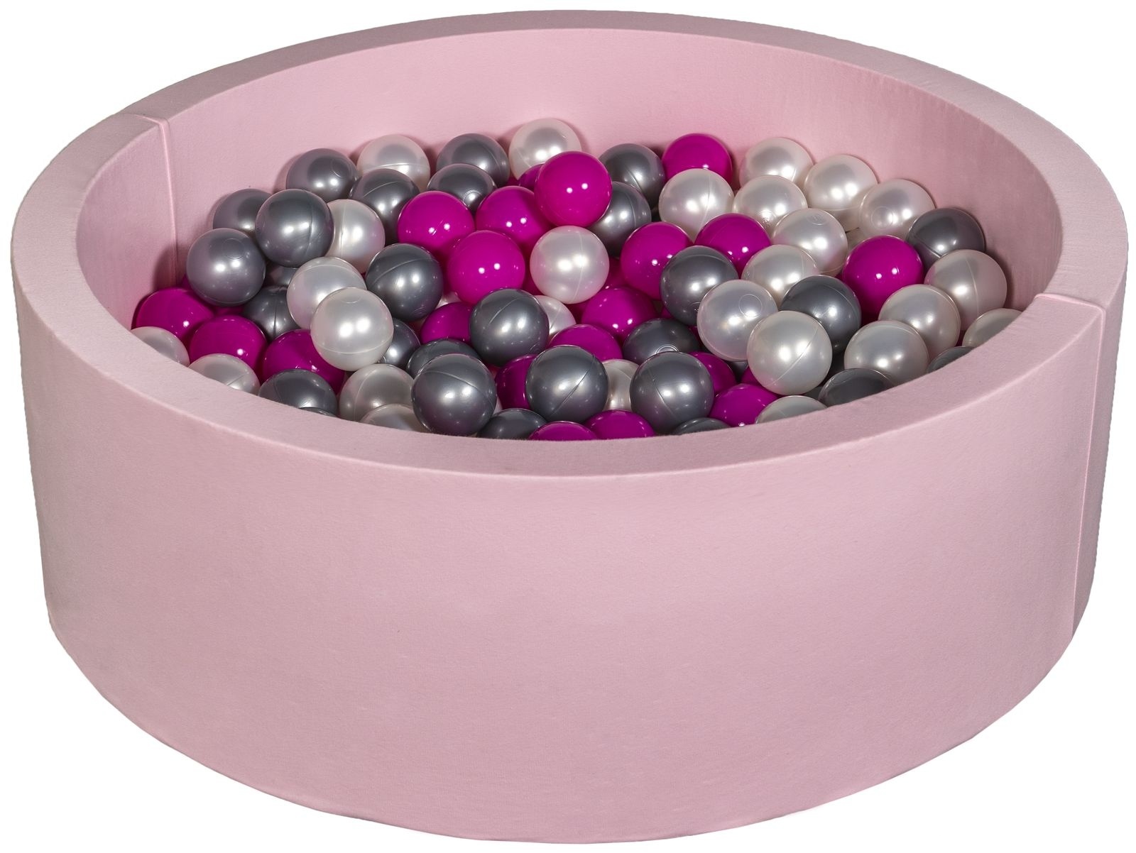 Ballenbak - 200 ballen - roze - rond - 90x30 cm ballenbad - parelmoeren, roze, zilveren ballen