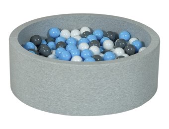 Ballenbak - 300 ballen - rond - 90x30 cm ballenbad - witte, babyblauw, grijze ballen