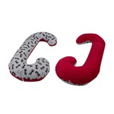 Voedingskussen - zijslaapkussen - minky stof+katoen - “C” vorm - witte sterren op grijs - grijs