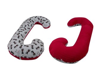 Voedingskussen - zijslaapkussen - minky stof+katoen - “C” vorm - witte sterren op grijs - grijs