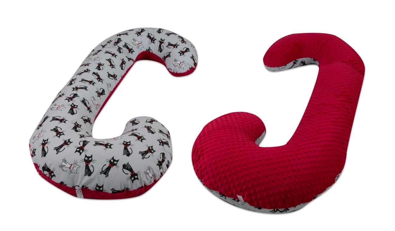 Voedingskussen - zijslaapkussen - minky stof+katoen - “C” vorm - witte sterren op grijs - grijs