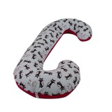 Voedingskussen - zijslaapkussen - minky stof+katoen - “C” vorm - witte sterren op grijs - grijs