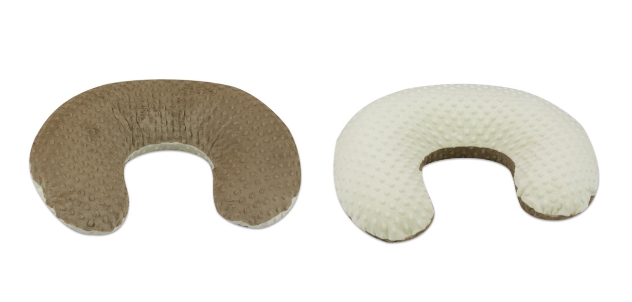 Voedingskussen - zijslaapkussen - minky stof - "c" vorm - cappuccino