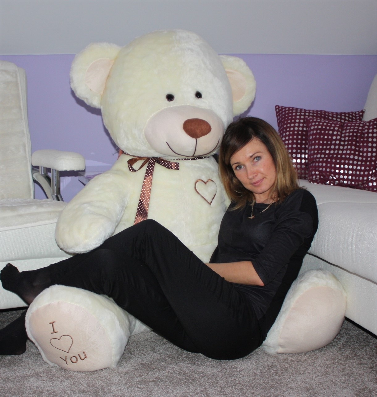 Gigantische grote teddybeer zachte knuffel - 105 x 85 cm - creme