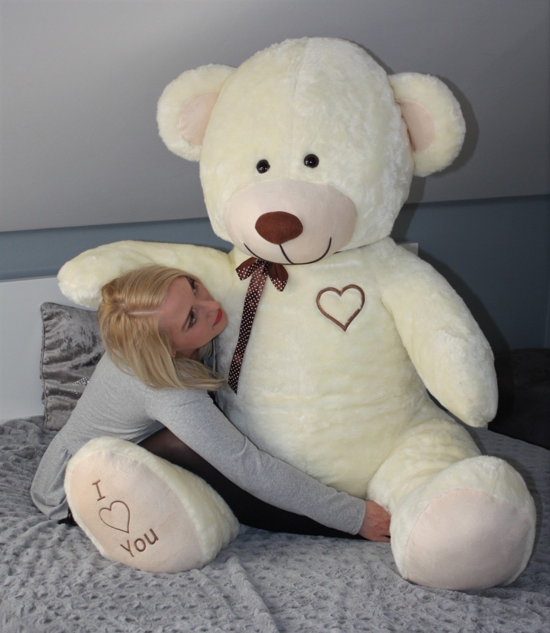Gigantische grote teddybeer zachte knuffel - 105 x 85 cm - creme
