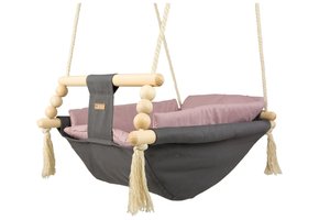 Babywiegschommel - max. 20 kg - grijs, lichtroze