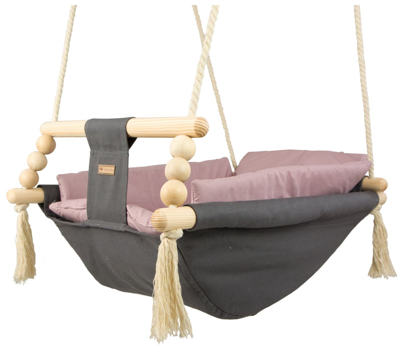 Babywiegschommel - max. 20 kg - grijs, lichtroze