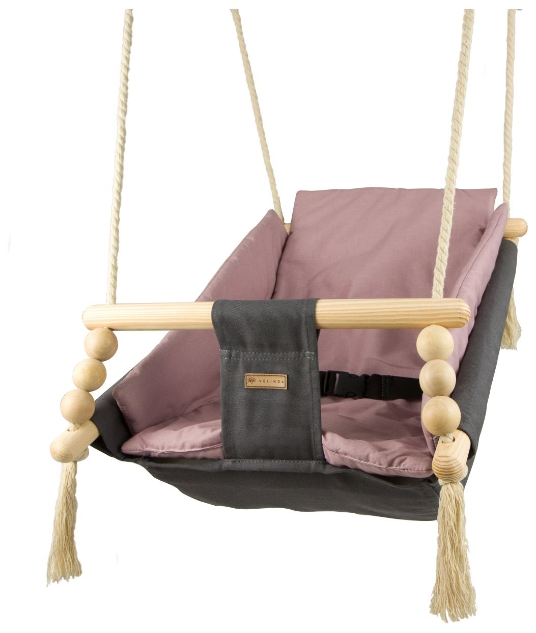 Babywiegschommel - max. 20 kg - grijs, lichtroze