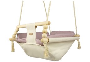 Babywiegschommel - max. 20 kg - crème, lichtroze