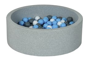 Ballenbak - 150 ballen - rond - 90x30 cm ballenbad - witte, babyblauw, grijze ballen