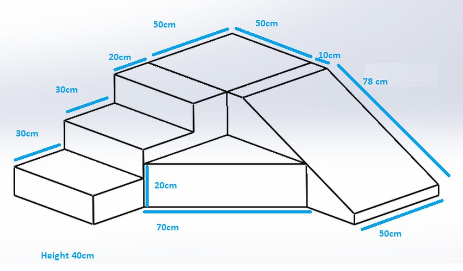 Schuimglijbaan (EPS + PE) - 40 cm hoog - wit grijs
