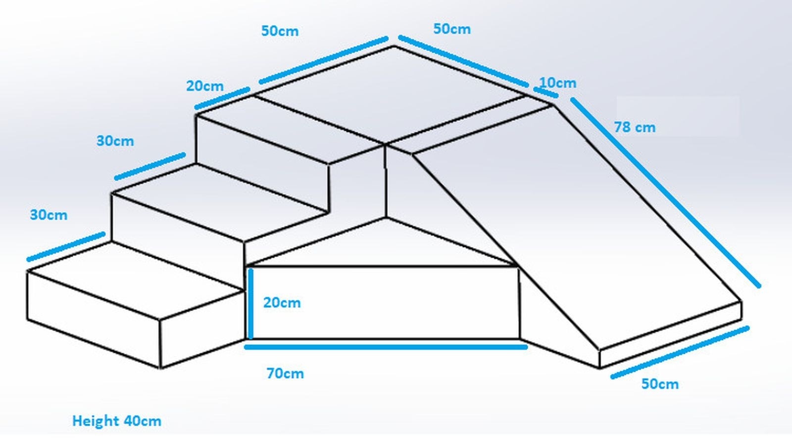 Schuimglijbaan (EPS + PE) - 40 cm hoog - wit grijs