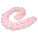 Bedomranding - bumper kussen - bedslang vlechtkussen - 3,5 meter - lichtroze