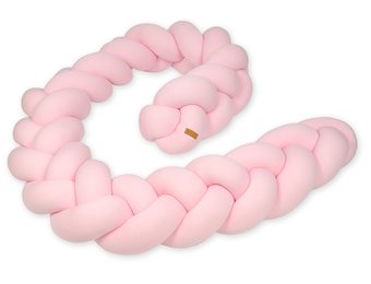 Bedomranding - bumper kussen - bedslang vlechtkussen - 3,5 meter - lichtroze