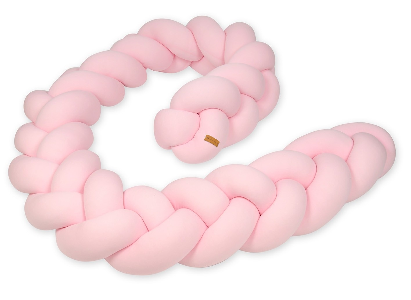 Bedomranding - bumper kussen - bedslang vlechtkussen - 3,5 meter - lichtroze
