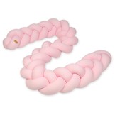 Bedomranding - bumper kussen - bedslang vlechtkussen - 3,5 meter - lichtroze