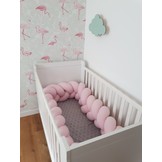 Bedomranding - bumper kussen - bedslang vlechtkussen - 3,5 meter - lichtroze