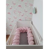 Bedomranding - bumper kussen - bedslang vlechtkussen - 3,5 meter - lichtroze