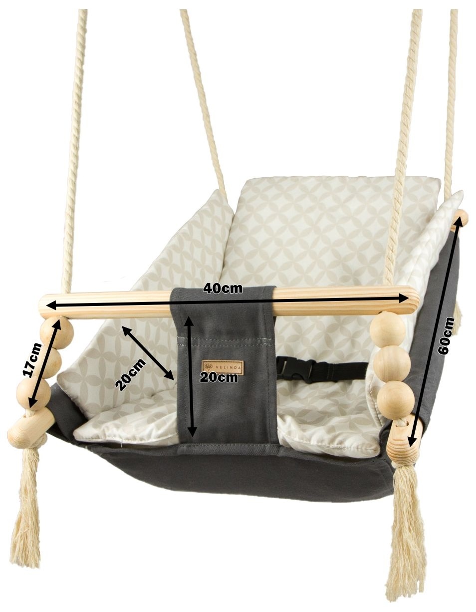 Babywiegschommel - max. 20 kg - grijze, crème diamanten