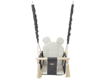 Babyschommel - babyswing - met oren - max. 20 kg - grijze, crème diamanten