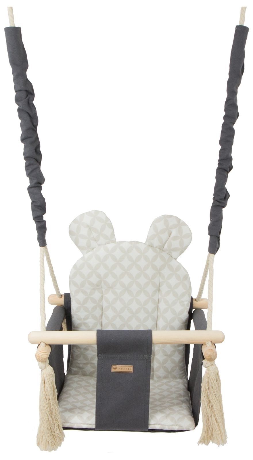 Babyschommel - babyswing - met oren - max. 20 kg - grijze, crème diamanten