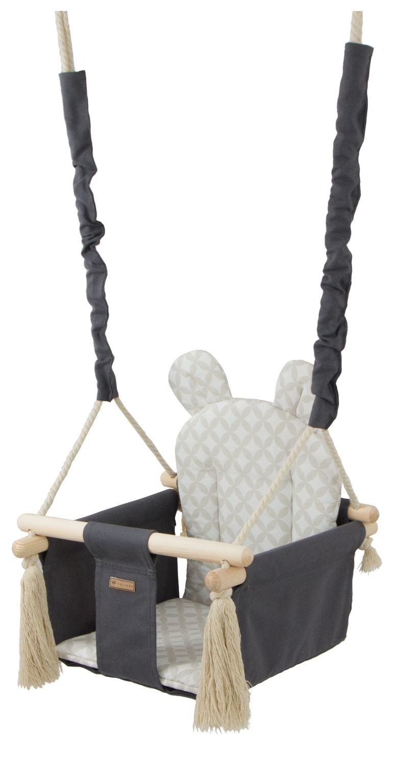 Babyschommel - babyswing - met oren - max. 20 kg - grijze, crème diamanten
