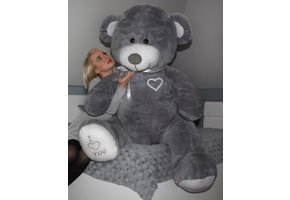 Gigantische grote teddybeer zachte knuffel - 105 x 85 cm - grijs