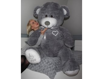 Gigantische grote teddybeer zachte knuffel - 105 x 85 cm - grijs