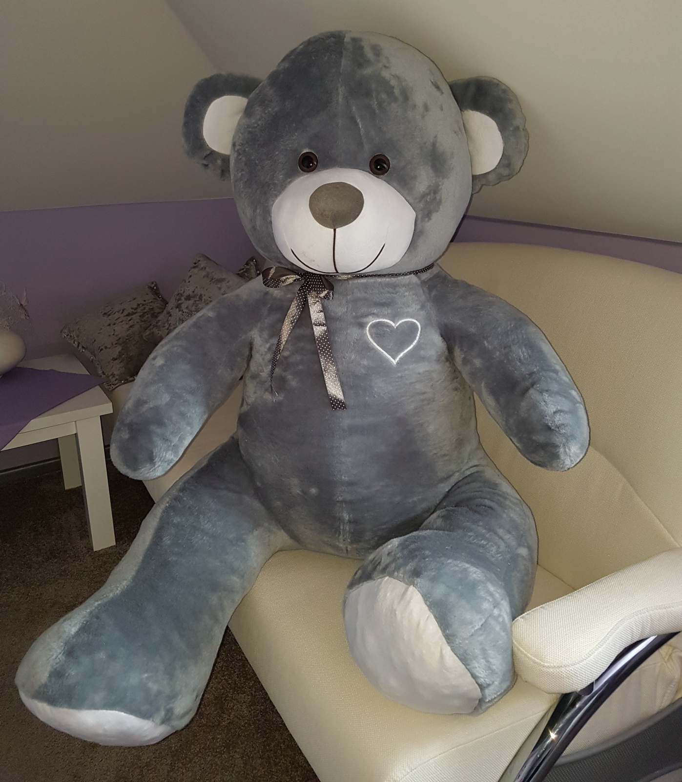Gigantische grote teddybeer zachte knuffel - 105 x 85 cm - grijs