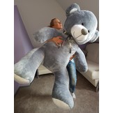 Gigantische grote teddybeer zachte knuffel - 105 x 85 cm - grijs