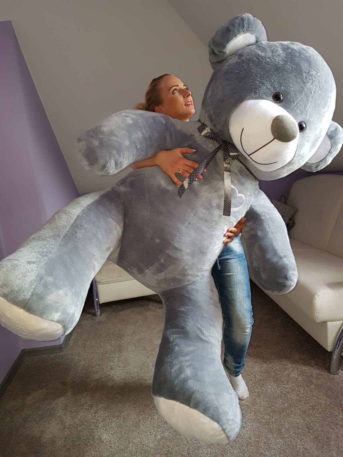 Gigantische grote teddybeer zachte knuffel - 105 x 85 cm - grijs