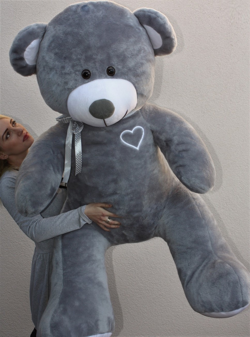 Gigantische grote teddybeer zachte knuffel - 105 x 85 cm - grijs