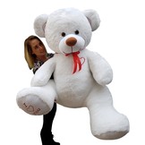 Gigantische grote teddybeer zachte knuffel - 105 x 85 cm - wit en rood