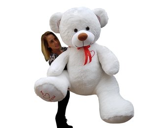 Gigantische grote teddybeer zachte knuffel - 105 x 85 cm - wit en rood