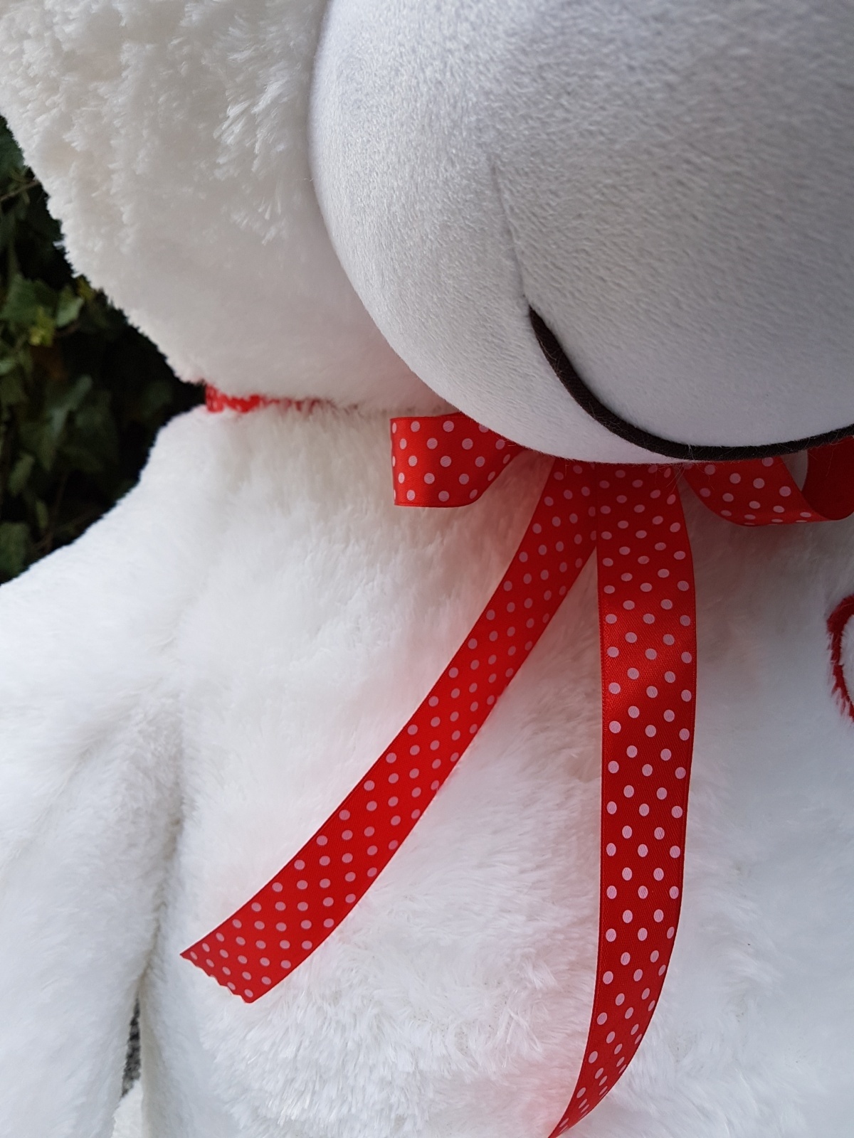 Gigantische grote teddybeer zachte knuffel - 105 x 85 cm - wit en rood