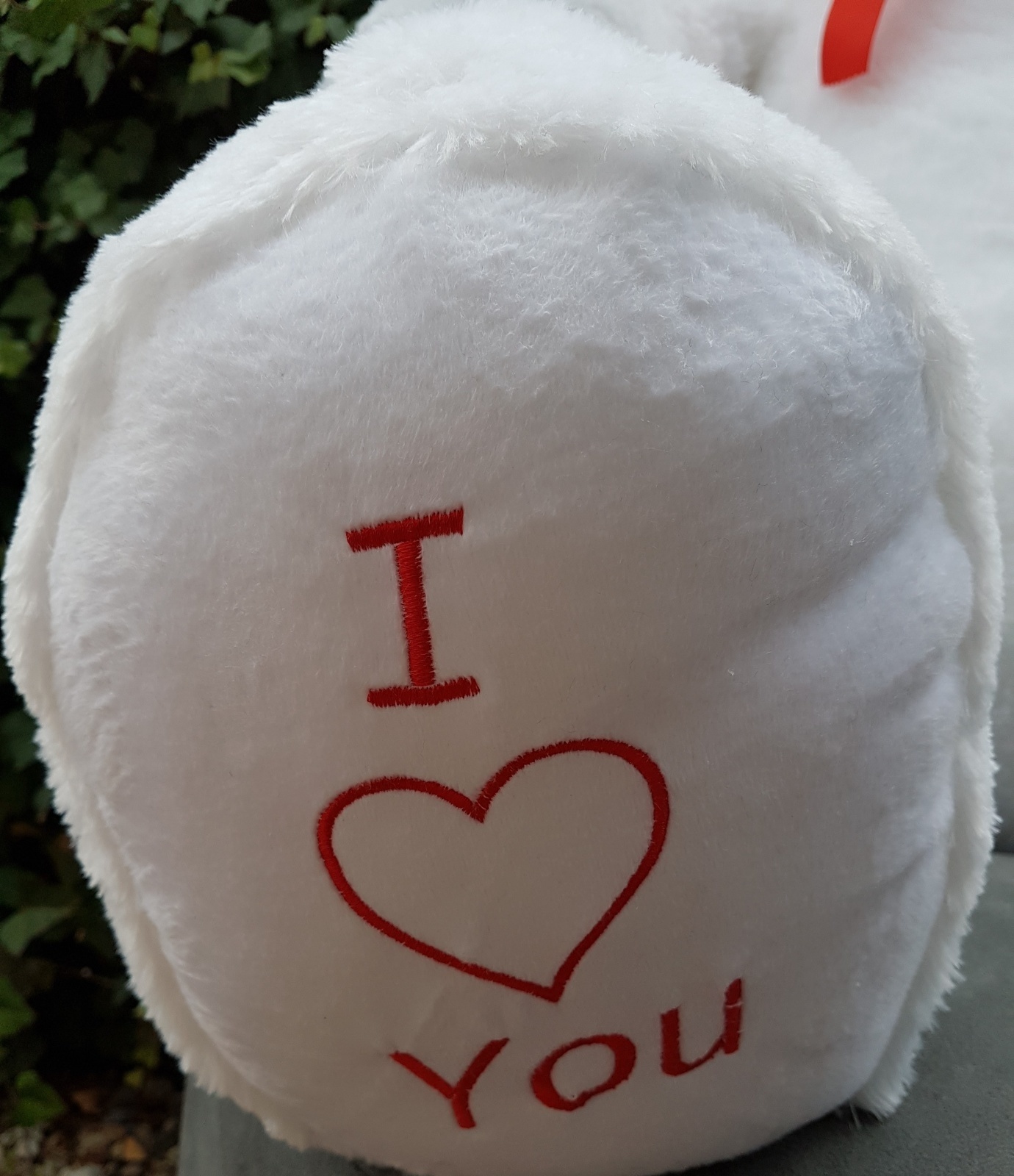 Gigantische grote teddybeer zachte knuffel - 105 x 85 cm - wit en rood
