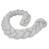 Bedomranding - bumper kussen - bedslang vlechtkussen - 3,5 meter - grijs