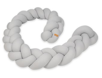 Bedomranding - bumper kussen - bedslang vlechtkussen - 3,5 meter - grijs