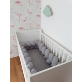 Bedomranding - bumper kussen - bedslang vlechtkussen - 3,5 meter - grijs