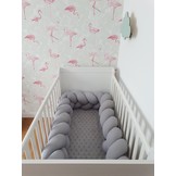 Bedomranding - bumper kussen - bedslang vlechtkussen - 3,5 meter - grijs