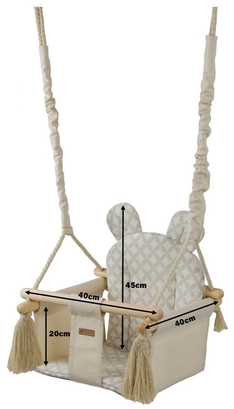 Babyschommel - babyswing - met oren - max. 20 kg - grijs en beige