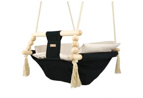 Babywiegschommel - max. 20 kg - zwart, crème